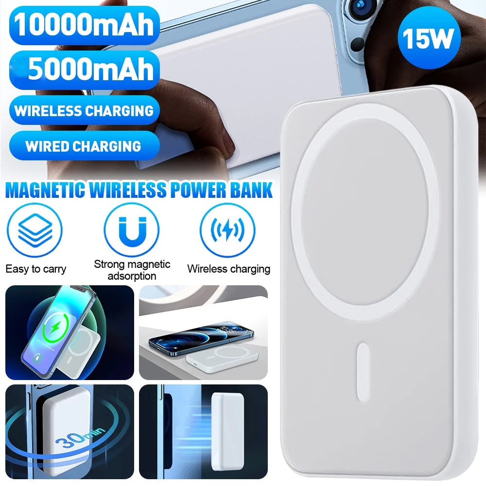 Wireless Portable Charger Mini Magnetic 5000Mah/10,000Mah Mobile Power for Iphone 15/14/13/12/Mini/Pro/Pro M Ax-Gray